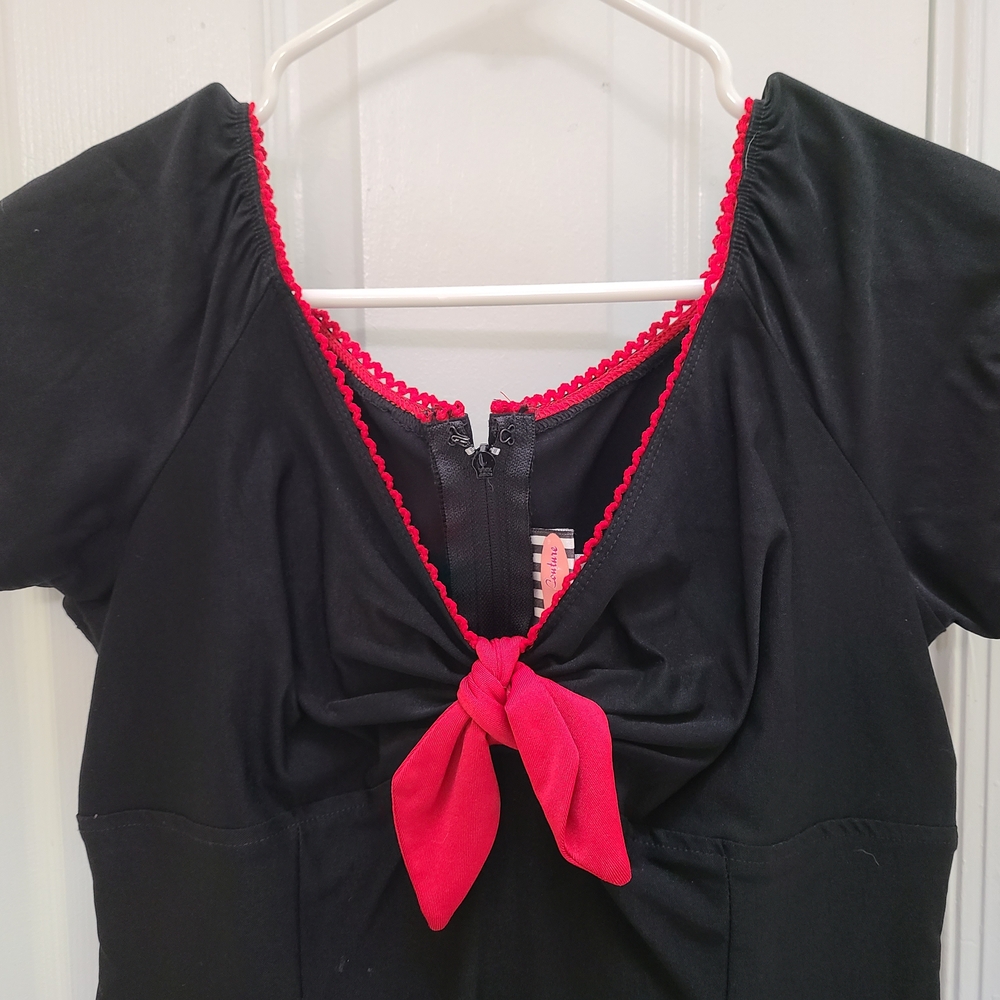 Black Dress with Red Accents